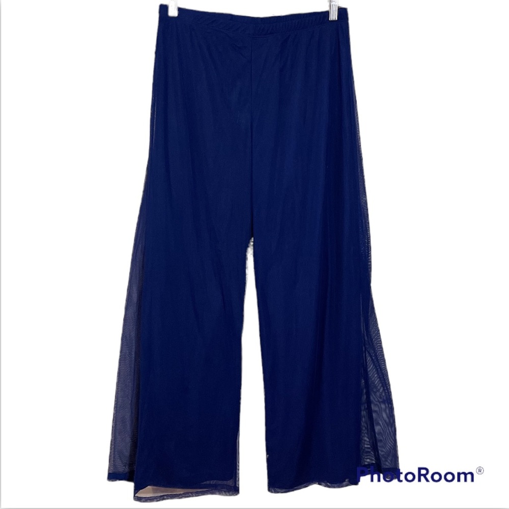 Antthony Original Deep Purple High Waisted Wide Leg Lined Mesh Pant Size Medium